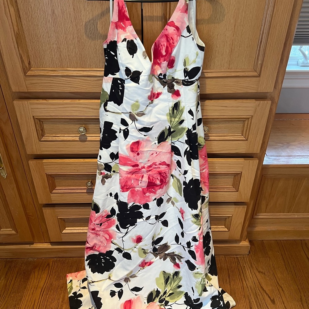 Ralph Lauren Pink and Black Floral Maxi Dress